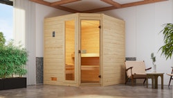 Weka Sauna Valida Eck Gr. 2 mit Glastür+Fenster - Massivholzsauna 38 mm