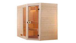 Weka Sauna Valida Eck Gr. 3 mit Glastür+Fenster - Massivholzsauna 38 mm mit Eckeinstieg