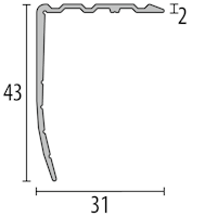 Parkettfreund -Winkelprofil PF 540 F4 silber 1000x31 mm - 0 - 40 mm Aluminium eloxiert gerillt; mit Sollbiegestelle