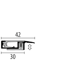 Parkettfreund Avamont®-Abschlussprofil PF 550 F2 edelstahloptik 900x42 mm - 7 - 16 mm Aluminium eloxiert gerillt; mit Kabelkanal