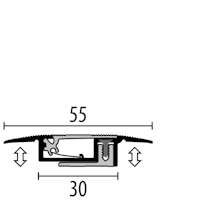 Parkettfreund Avamont®-Übergangsprofil PF 551 F4 silber 900x55 mm - 7 - 16 mm Aluminium eloxiert gerillt; mit Kabelkanal