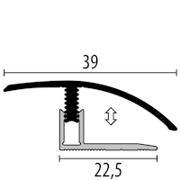 Parkettfreund Uno-Click-Laminat-Anpassungsprofil PF 556 F16 pulverbeschichtet schwarz matt (RAL9005) 2000x39 mm - 7 - 12 mm Aluminium pulverbeschichtet mit glatter Oberfläche