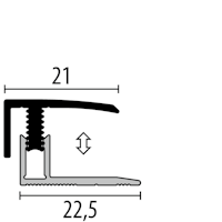 Parkettfreund Uno-Click-Laminat-Abschlussprofil PF 557 F2G edelstahloptik fein geschliffen 1000x21 mm - 7 - 12 mm Aluminium eloxiert mit glatter Oberfläche