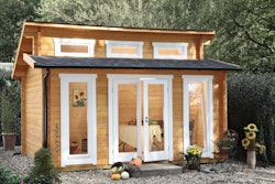 Wolff Finnhaus Langeoog 58-C isolierverglast Gartenhaus inkl. gratis Fundamentanker/Pads