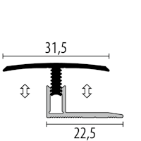 Parkettfreund Uno-Click-Laminat-Übergangsprofil PF 558 F16 pulverbeschichtet schwarz matt (RAL9005) 2000x31,5 mm - 7 - 12 mm Aluminium pulverbeschichtet mit glatter Oberfläche