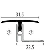 Parkettfreund Uno-Click-Parkett-Übergangsprofil PF 561 F9 sand 900x31,5 mm - 12 - 17 mm Aluminium eloxiert mit glatter Oberfläche