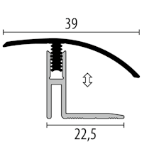 Parkettfreund Uno-Click-Stark Parkett-Anpassungsprofil PF 562 F2G edelstahloptik fein geschliffen 2000x39 mm - 17 - 22 mm Aluminium eloxiert mit glatter Oberfläche