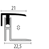 Parkettfreund Uno-Click-Stark Parkett-Abschlussprofil PF 563 F2G edelstahloptik fein geschliffen 1000x21 mm - 17 - 22 mm Aluminium eloxiert mit glatter Oberfläche