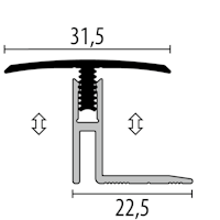 Parkettfreund Uno-Click-Stark Parkett-Übergangsprofil PF 564 F2G edelstahloptik fein geschliffen 2000x31,5 mm - 17 - 22 mm Aluminium eloxiert mit glatter Oberfläche