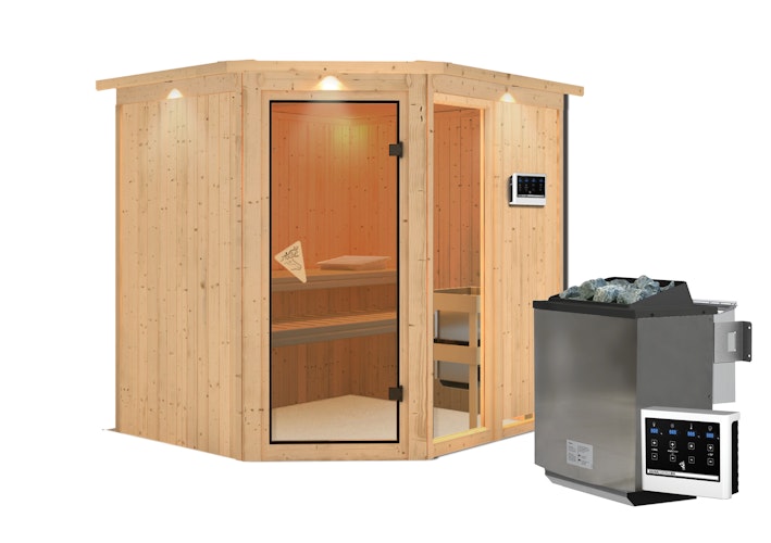 Karibu Sauna Fiona 2 mit Eckeinstieg 68 mm