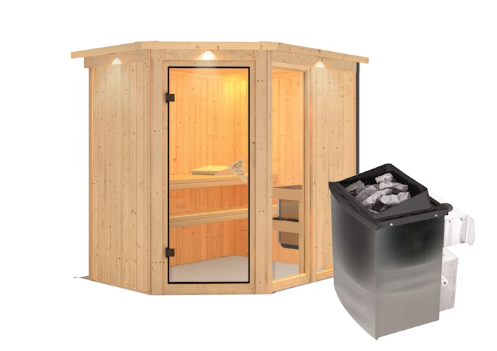 Karibu Sauna Fiona 1 mit Eckeinstieg 68 mm