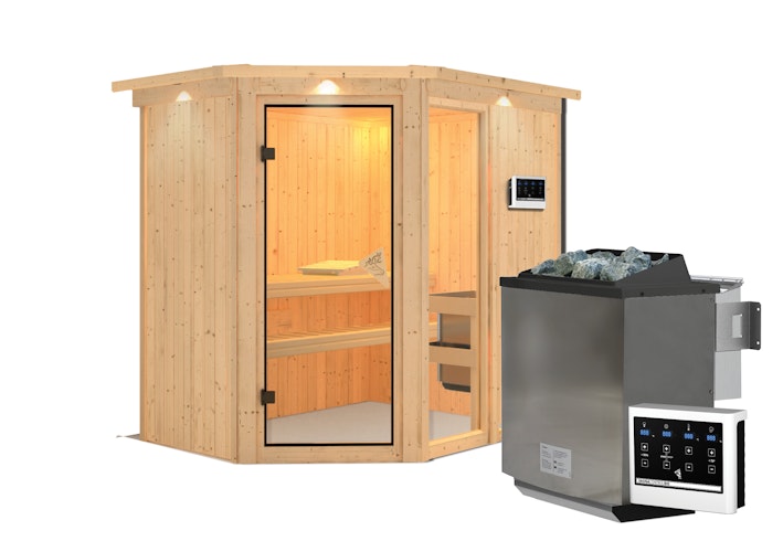 Karibu Sauna Fiona 1 mit Eckeinstieg 68 mm