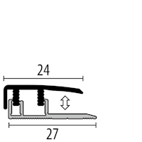 Parkettfreund Premium-Vinyl Maxx-Abschlussprofil PF 577VMaxx F2G edelstahloptik fein geschliffen 1000x24 mm - 3,5 - 6,5 (4 - 11)* mm Aluminium eloxiert mit glatter Oberfläche