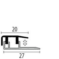 Parkettfreund Premium-Vinyl-Abschlussprofil PF 577V F9 sand 1000x20 mm - 4 - 7,5 (5 - 12)* mm Aluminium eloxiert mit glatter Oberfläche