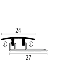 Parkettfreund Premium-Vinyl-Übergangsprofil PF 578V F4 silber 1000x24 mm - 4 - 7,5 (5 - 12)* mm Aluminium eloxiert mit glatter Oberfläche