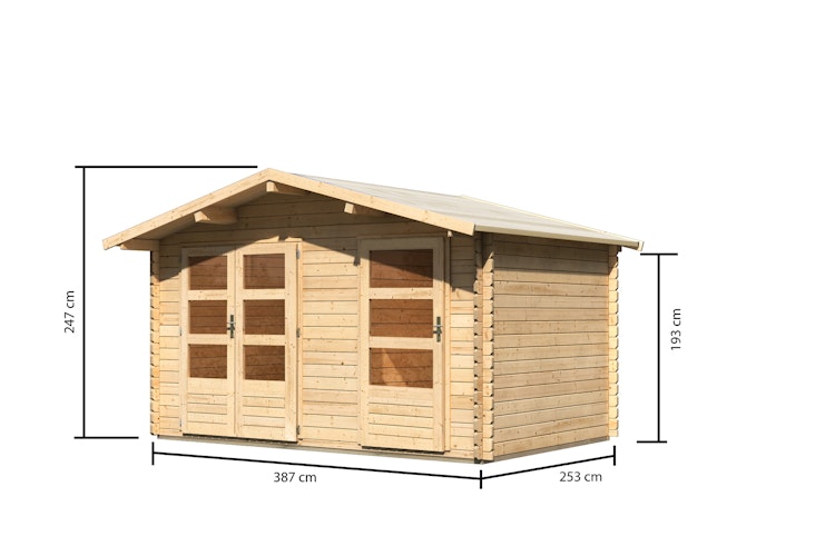 Karibu Gartenhaus Blockbohlenhaus Mittelwandhaus Radur 0 - 28 mm inkl. gratis Innenraum-Pflegebox im Wert von 99€