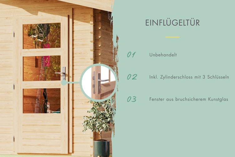 Karibu Gartenhaus Blockbohlenhaus Mittelwandhaus Radur 0 - 28 mm inkl. gratis Innenraum-Pflegebox im Wert von 99€