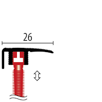 Parkettfreund PFE-Click-Abschlussprofil PF 587D F2 edelstahloptik 900x26 mm - 6 - 25 mm Aluminium eloxiert gerillt; mit Lamellendübel