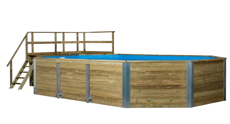 Weka Massivholzpool 594 "Alles dabei" - 45 mm - 714 x 376 cm inkl. gratis Pool-Pflegeset Bild