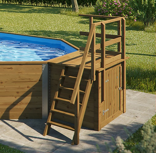 Weka Massivholzpool 594 "Alles dabei" - 45 mm - 714 x 376 cm inkl. gratis Pool-Pflegeset Bild