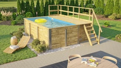 Weka Massivholzpool 595 Gr. 1 - 45 mm - 400 x 301 cm inkl. gratis Pool-Pflegeset