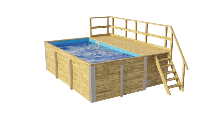 Weka Massivholzpool 595 Gr. 1 - 45 mm - 400 x 301 cm inkl. gratis Pool-Pflegeset