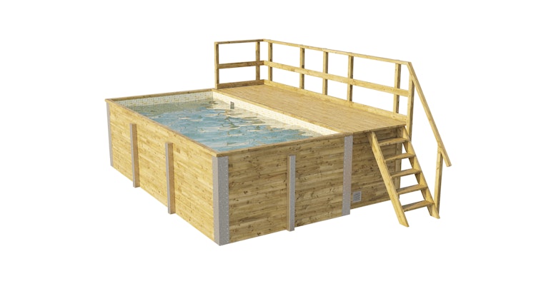 Weka Massivholzpool 595 Gr. 1 - 45 mm - 400 x 301 cm inkl. gratis Pool-Pflegeset