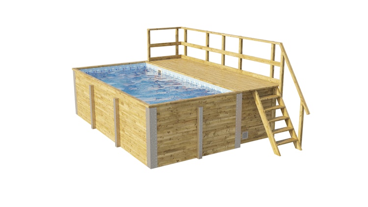 Weka Massivholzpool 595 Gr. 1 - 45 mm - 400 x 301 cm inkl. gratis Pool-Pflegeset