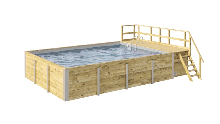 Weka Massivholzpool 595 Gr. 2 - 45 mm - 636 x 400 cm inkl. gratis Pool-Pflegeset