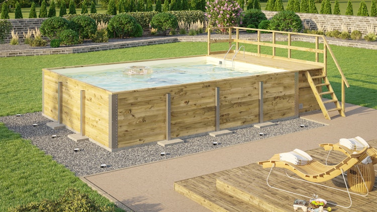 Weka Massivholzpool 595 Gr. 2 - 45 mm - 636 x 400 cm inkl. gratis Pool-Pflegeset