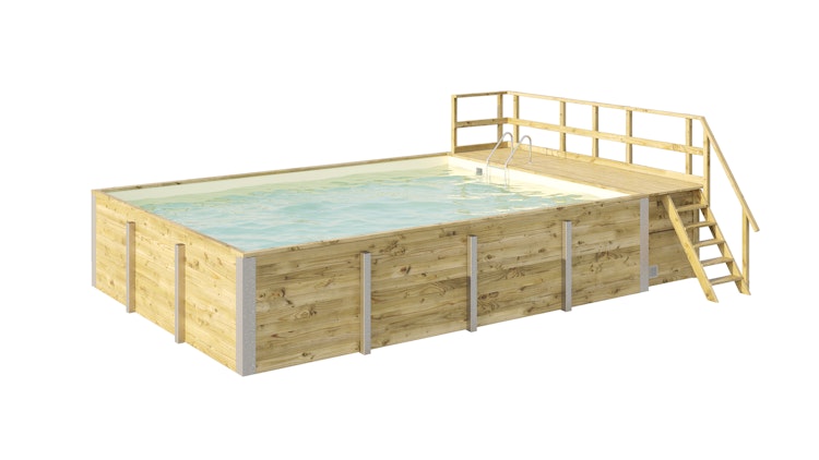 Weka Massivholzpool 595 Gr. 2 - 45 mm - 636 x 400 cm inkl. gratis Pool-Pflegeset