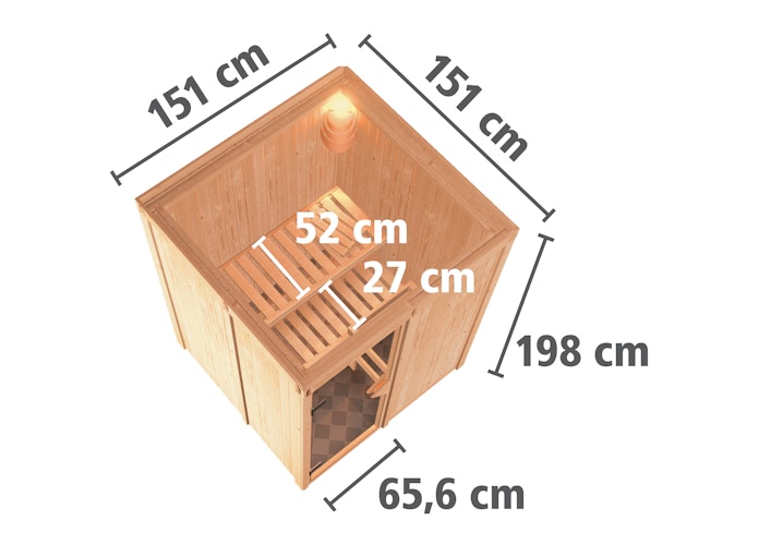 Karibu Sauna Norin mit Fronteinstieg 68 mm inkl. gratis Saunaofen & 8-teiligem Zubehörpaket (Gesamtwert 1071,91€) Bild