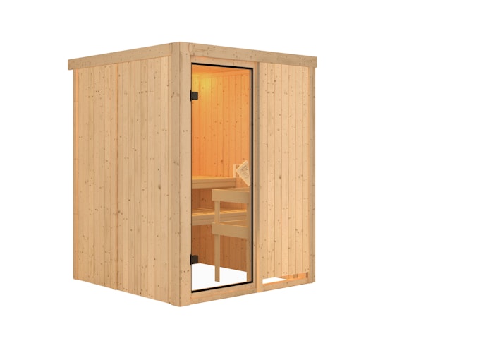 Karibu Sauna Norin mit Fronteinstieg 68 mm inkl. 8-teiligem gratis Zubehörpaket (Gesamtwert 191,92€)