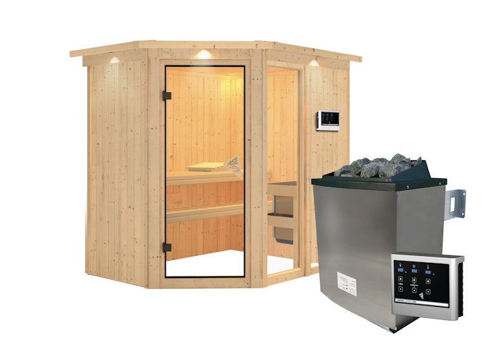 Karibu Sauna Fiona 1 mit Eckeinstieg 68 mm