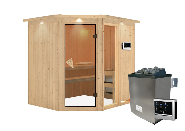 Karibu Sauna Fiona 2 mit Eckeinstieg 68 mm