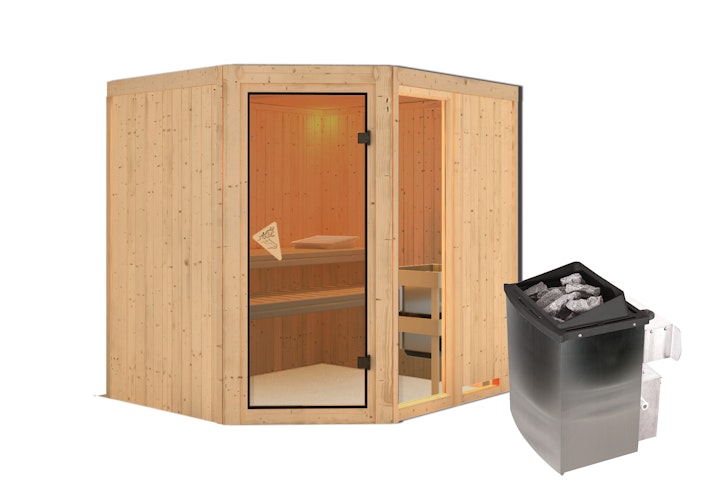Karibu Sauna Fiona 2 mit Eckeinstieg 68 mm