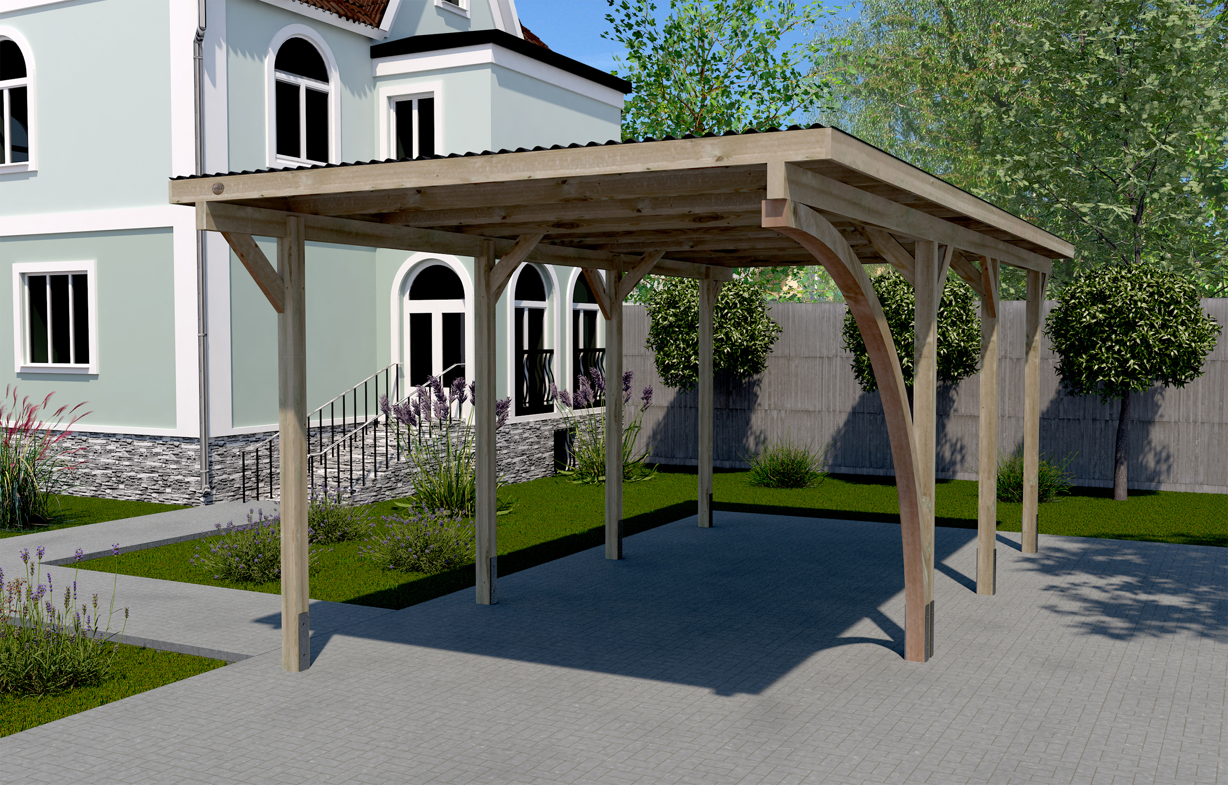 Von einem Kunden aufgenommenes Foto von Weka Einzelcarport 606 A mit Rundbogen inkl. gratis H-Pfostenanker Von einem Kunden aufgenommenes Foto von Weka Einzelcarport 606 A mit Rundbogen inkl. gratis H-Pfostenanker