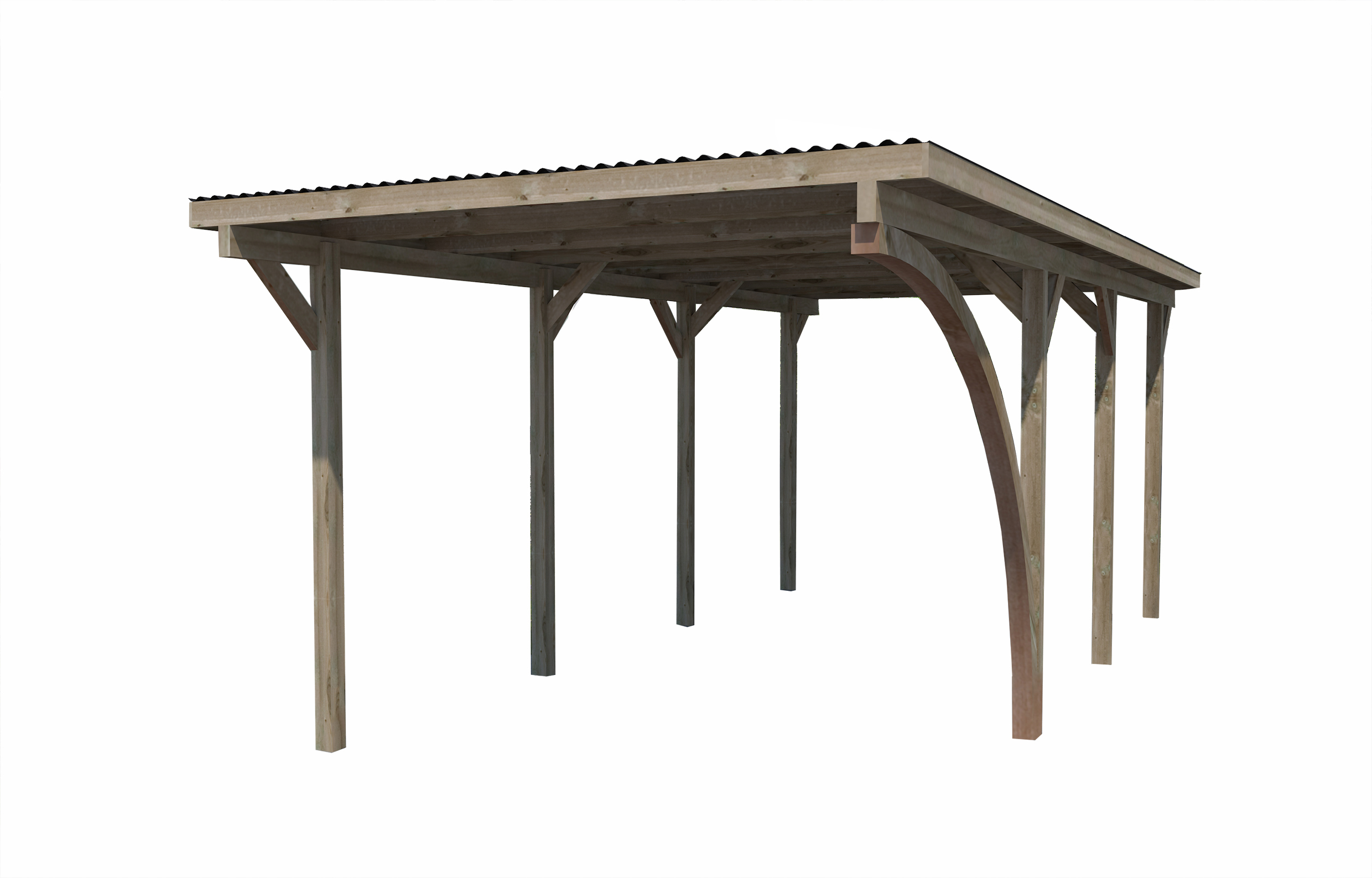 Vorschaubild Galerie Weka Einzelcarport 606 A mit Rundbogen inkl. gratis H-Pfostenanker