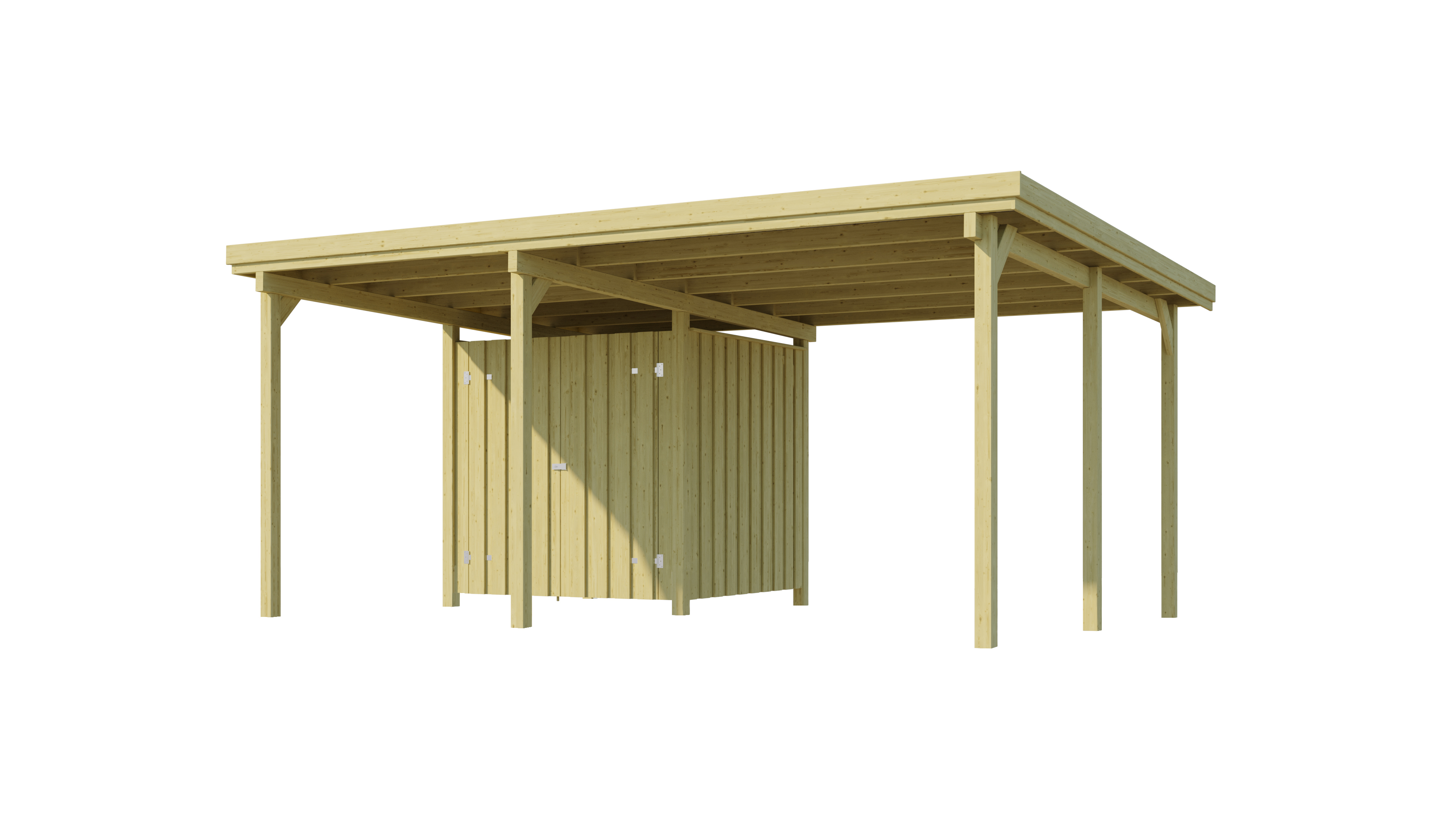 Vorschaubild Galerie Weka Carport 607 inkl. Geräteraum 1/2/3 inkl. gratis H-Pfostenanker