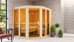 Karibu Sauna Araya Superior mit Eckeinstieg 68 mm Aktionsangebot