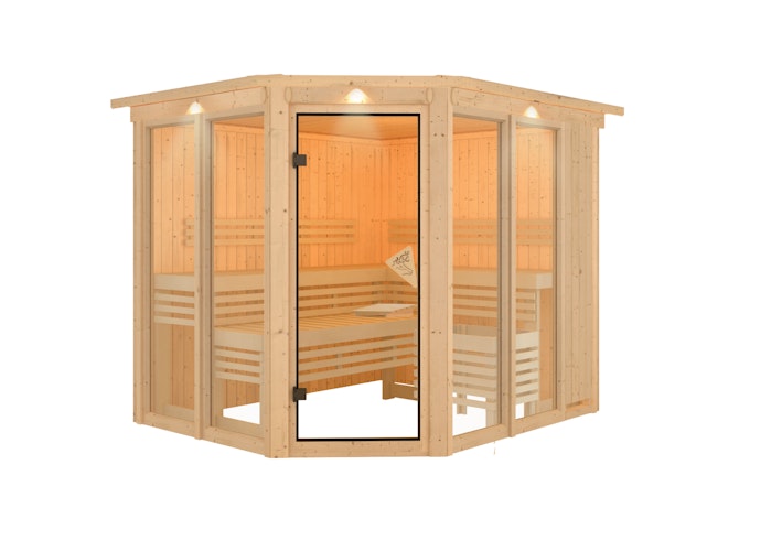 Karibu Sauna Ainur 3 Superior mit Eckeinstieg 68 mm