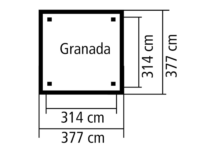 Karibu 4-Eck Pavillon Granada kesseldruckimprägniert