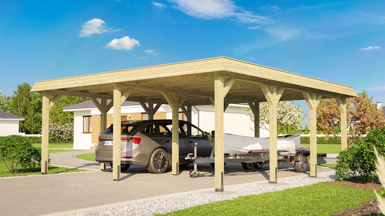 Weka Doppelcarport 615 Leimholz Flachdach inkl. gratis H-Pfostenker im Wert von bis zu 399,99 € Bild