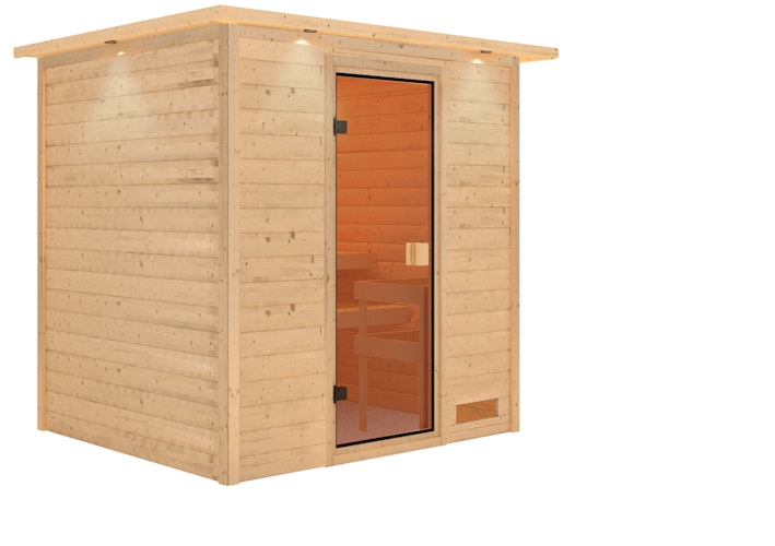 Karibu Woodfeeling Sauna Adelina - 38 mm Massivholz Aktionssauna inkl. 8-teiligem gratis Zubehörpaket (Gesamtwert 191,92€)