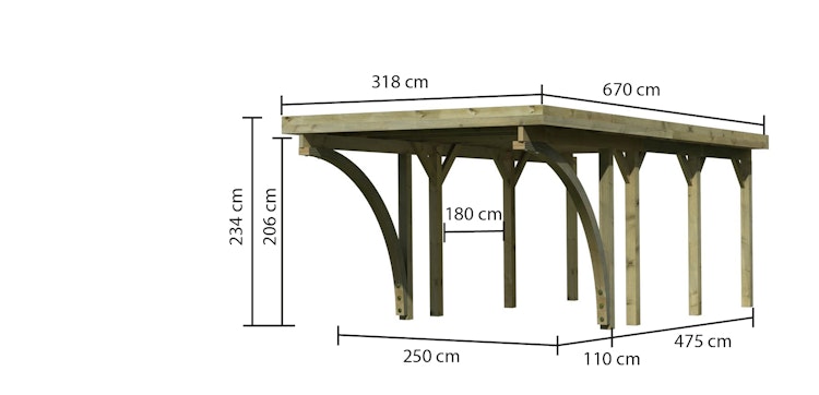 Karibu Carport Einzelcarport Classic Einzel 2 inkl. gratis H-Pfostenanker Bild