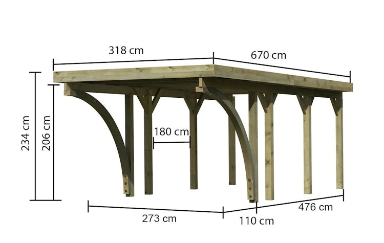 Karibu Carport Einzelcarport Classic Einzel 2 inkl. gratis H-Pfostenanker Bild