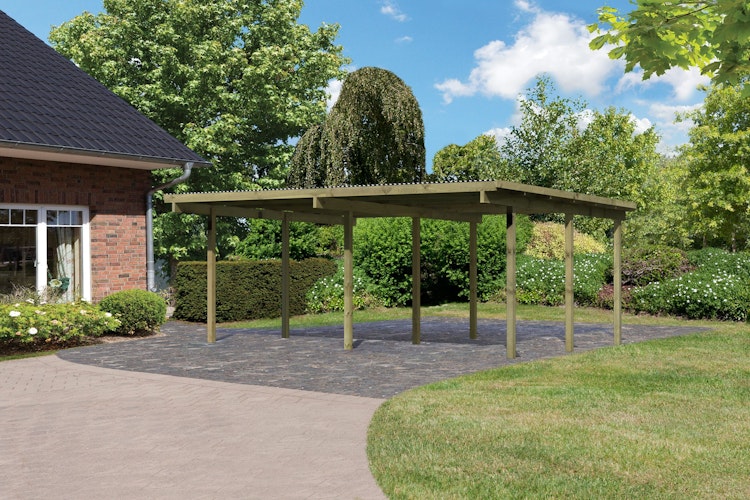 Karibu Carport Doppelcarport Eco 1/2 inkl. gratis H-Pfostenanker Bild