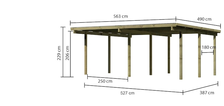 Karibu Carport Doppelcarport Eco 1/2 inkl. gratis H-Pfostenanker Bild