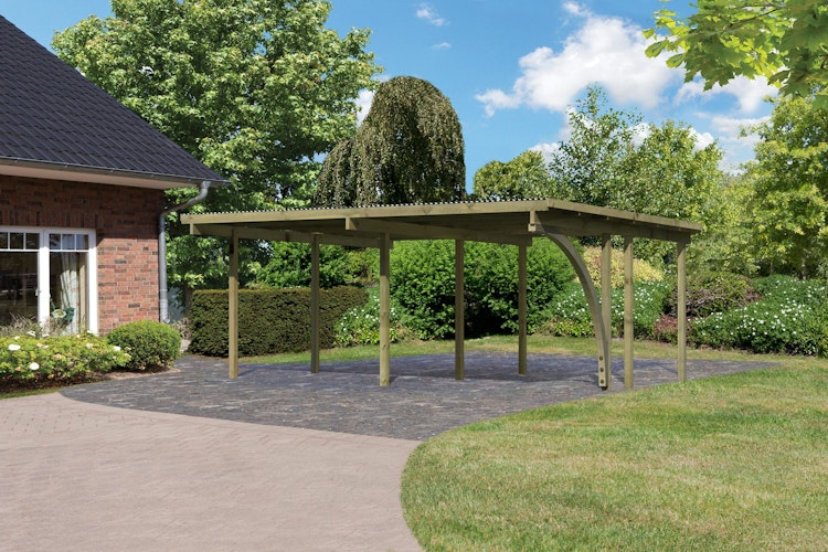 Karibu Carport Doppelcarport Eco 1/2 inkl. gratis H-Pfostenanker Bild