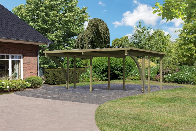 Karibu Carport Doppelcarport Eco 1/2 inkl. gratis H-Pfostenanker Bild